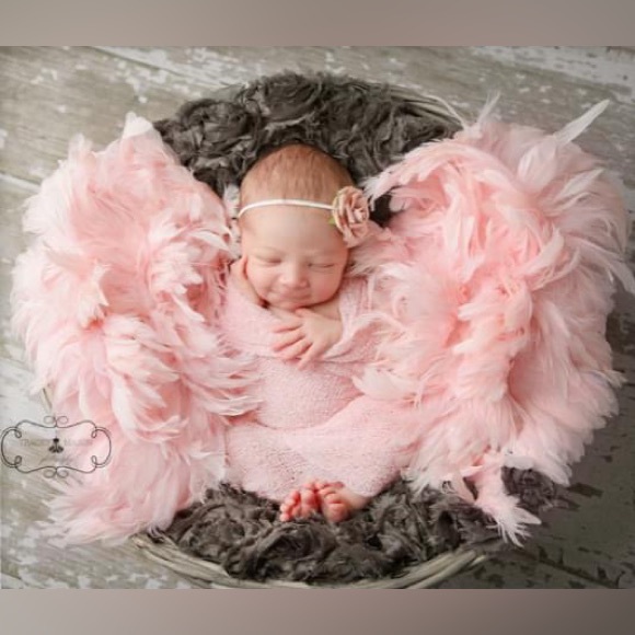 Real Feather Pink Angel Wings Lace Tutu Pearls Set Photo Prop Costume Dress Up - Picture 9 of 13